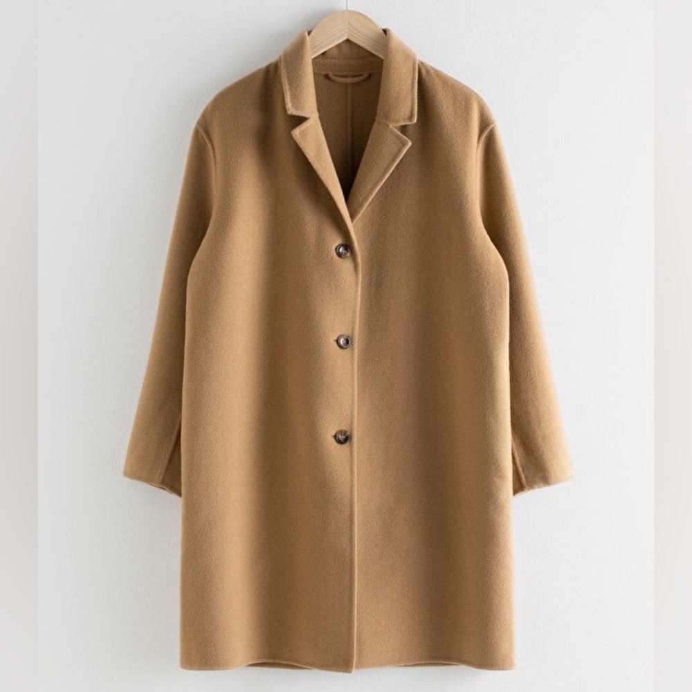 & Other Stories Camel Single-Breasted Wool Coat